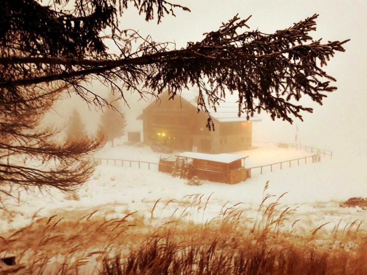 Rifugio Al Lago Del Mortirolo In Inverno Raggiungibile Solo A Piedi Monno Eksteriør billede